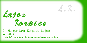 lajos korpics business card
